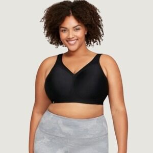 Glamorise Magic Lift Sport Bra Womens 38F Black High Impact Wireless